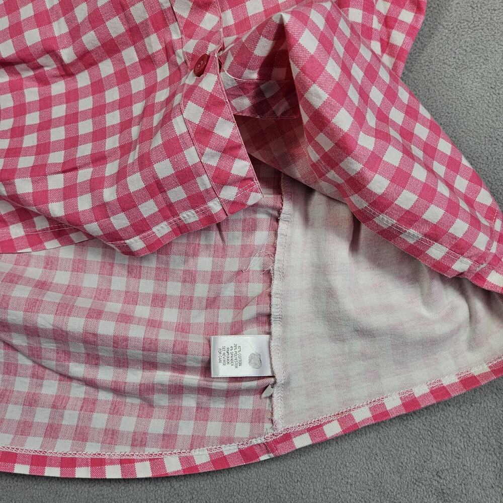 Croft & Barrow Button Down Shirt Womens Plus Size 2X Pink Checked Gingham Casual - Picture 5 of 12